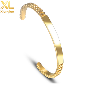 Custom Engraved Stainless Steel Adjustable Bracelet Fashion Pop Minimalist 18k Gold Shiny Twist Opening <b>Bangle</b> <b>Men</b> Women Party - Product Image 2