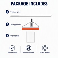 Raclette multi-surfaces 34 cm de large, lame en caoutchouc qui élimine l'eau d'une seule passe, manche en acier inoxydable de 122 cm pour atteindre les points hauts de la maison