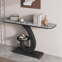 Console de luxe en marbre avec miroir, style moderne et minimaliste, pour entrée, salon ou couloir