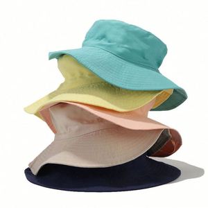 Nouveau chapeau bob enfant uni coupe-vent avec cordon, respirant, protection solaire, pliable, pour l'été - Product Image 2