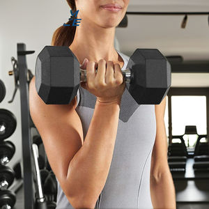 Wholesale Black <strong>Hexagonal</strong> <strong>Dumbells</strong> Pounds Cast Iron Vinyl Coated Hex Dumbbells Rubber - Product Image 1