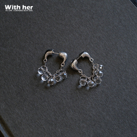 Boucles d'oreilles pendantes élégantes et tendance avec sphère en verre transparente scintillante, en alliage, pour la plage, les rendez-vous, les fêtes, vente en gros