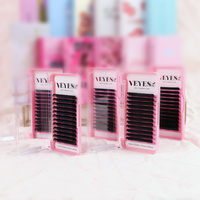Extensions de cils individuels en cheveux synthétiques noir mat, en plateau, pour cils éventail facile, longs et naturels, sans cruauté, véganes