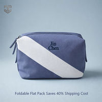Pochette de voyage en toile épaisse 12 oz avec logo brodé personnalisé, fermeture éclair, bicolore, pour cosmétiques et maquillage, kit GWP, faible MOQ, OEM, Sedex