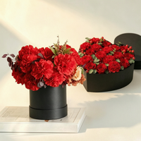 Boîte à fleurs ronde de luxe personnalisée, boîte à fleurs cylindrique noire pour bouquet de mariage et présentation de cadeaux haut de gamme