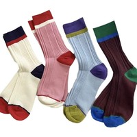 Chaussettes de créateur antidérapantes à blocs de couleur, en coton premium, bout sans couture, extensibles, respirantes, séchage rapide, usage quotidien