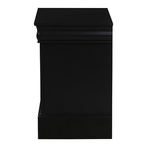 Black 2-Drawer Solid Wood Nightstand Antique European Style Bedroom <b>Side</b> Table Panel Wood Design - Product Image 5