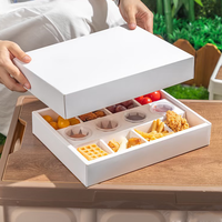 Boîte de traiteur en carton kraft brun avec couvercle à compartiments pour pique-nique et camping, finition brillante/matte, gaufrage, épaisseur 1 mm, emballage pour tacos