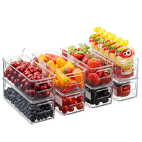 Boîte de rangement pour réfrigérateur en plastique transparent avec poignée, boîte de rangement pour aliments, boîte de rangement, contenants