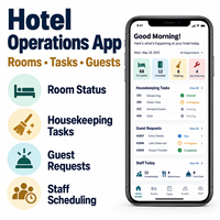 Développement d'applications de gestion hôtelière fiables pour iOS et Android avec gestion des états des chambres et des tâches d'entretien ménager LionCreate