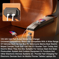Interruptor táctil de montaje empotrado personalizado de 48W para moto, botón de encendido/apagado, puerto USB dual tipo A y USB C, toma de corriente para coche de 12V/24V