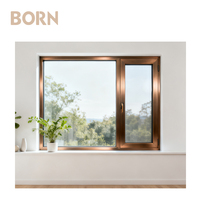 Ventanas abatibles con marco de cobre Premium elegante de rotura de puente térmico para escaparates de centro comercial de lujo