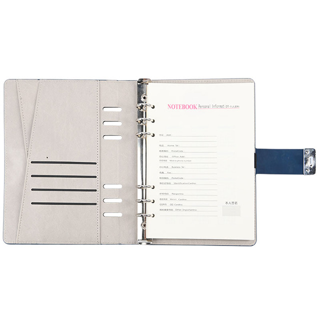 Factory Direct Sale Fingerprint Lock Notepad Loose-leaf Notepad Calculator with Card Slot Notepadleather Notebook Box and Pen