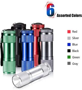 Mini lampe torche étanche en aluminium à 9 LED avec interrupteur à bouton et logo personnalisé pour la promotion - Product Image 2