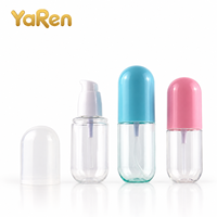 Flacon cosmétique en PET de 40 ml, 60 ml, 100 ml avec pompe à lotion à bec de canard et capuchon coloré pour l'emballage de soins de la peau en voyage