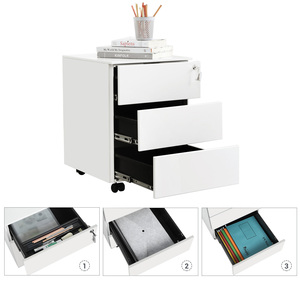 Cabinet Storage 3-drawer SONGMICS Metal Cabinet Storage Movable 3-drawer File Cabinet Home Office Furniture Cabinet For Office