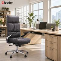Chaise de bureau professionnelle de direction en cuir à dossier haut, base conique, accoudoirs 3D réglables et multifonctionnels