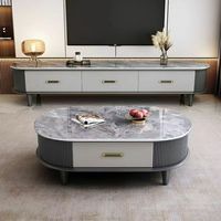 Meuble TV et table basse en bois de style italien ovale extensible, design sur pied