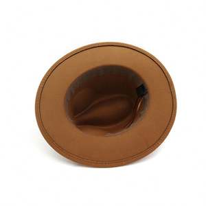 Chapeau Panama classique unisexe X3042 à large bord souple, chapeau en cuir avec taille ajustable, casquettes en laine style jazz pour tenue formelle - Product Image 4