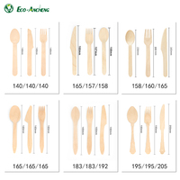 Ensemble de couverts jetables en bois biodégradable de qualité alimentaire avec cuillère, fourchette, couteau et serviette en sac en papier, sans impression
