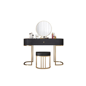 Luxury Wooden Dressing Table with Mirror and Gold Legs Minimalist Multi-functional <strong>Make</strong> <strong>up</strong> <strong>Vanity</strong> - Product Image 5