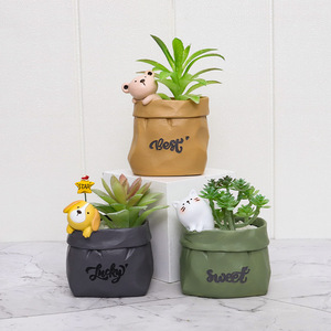 กระถางเรซิ่นรูปสัตว์การ์ตูนสำหรับปลูกไม้อวบน้ำ ตกแต่งโต๊ะทำงานหรือบ้าน ของขวัญน่ารัก - Product Image 3