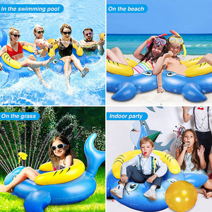 Inflatable Shark Swimming Ring With Water Spray For Kids Summer Pool Play - Product Image 5