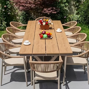 Muebles de Comedor para Patio Exterior, Mesa de WPC y Aluminio con Silla con Asiento de Malla para Jardín, Terraza, <span class=keywords><strong>Restaurante</strong></span> - Product Image 2