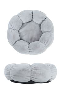 Round Soft Coral Fleece Pet Bed Mat for <b>Cats</b> Gray Solid Color All Seasons Cute Style Hand Washable - Product Image 3