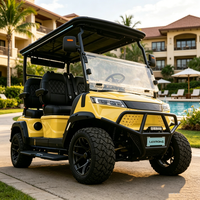 Voiturette de golf électrique de luxe LS2044DA jaune 4 places avec colonne de direction réglable et châssis en aluminium