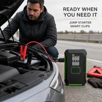 Compresseur d'air portable sans fil pour pneus de voiture, avec batterie externe et démarreur de secours, et lumière LED