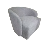 Fauteuil lounge contemporain rembourré, fauteuil baril en tissu gris doux pour café, chambre d'hôtel, bar