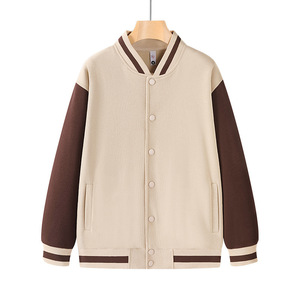 English Map Men's Loose Fleece Lined Baseball Jacket Custom Logo Printing Winter Outerwear - Product Image 3