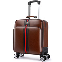 Valise à roulettes tendance de 18 pouces en cuir PU souple, valise de voyage essentielle avec roulettes, sac à roulettes pour un voyage pratique