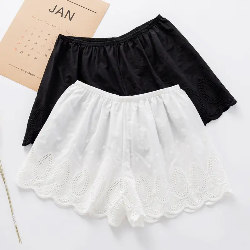 Free Size LACE Elastic Women Safety Short Pants 2022 New Casual Ladies Soft Solid Black White Shorts Female Oversize