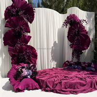 NIKA Arche de toile de fond ondulée blanche pour mariage en extérieur, support de décoration pour événements et fêtes, structure métallique incurvée avec rideaux