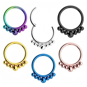 Stainless Steel <b>Nose</b> Ring Ball Closure Ring Seamless Piercing Jewelry For <b>Nose</b> <b>Studs</b> 8mm Size Fashion Jewelry - Product Image 1