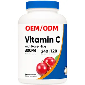 Capsules Vitamin C 38 ملغ مع الوركين الوردية 25 ملغ ، مكمل غذائي خالي من الغلوتين
