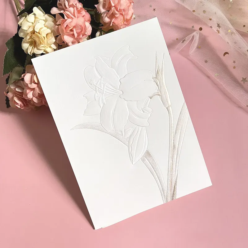 Carte di messaggio piegate regalo festival in rilievo perla bianca materiale da imballaggio regalo piccoli biglietti di auguri