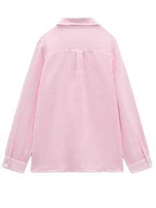 2024 hommes mode lin revers chemises Vintage à manches longues boutonné femme Blouses Blusas <span class=keywords><strong>Chic</strong></span> hauts - Product Image 3