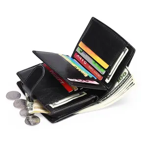 Minimalist Push Button Leather Card Wallet RFID Men Short Tripping Gents Ladies Purse Wallets