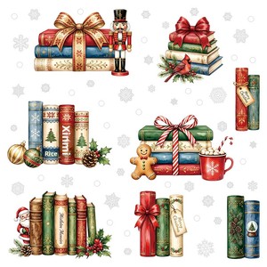 Autocollants de fenêtre de Noël festifs, livres rétro, soldat <span class=keywords><strong>casse</strong></span>-<span class=keywords><strong>noisette</strong></span>, cardinal rouge, flocon de neige, décorations de fenêtre de Noël à adhérence statique - Product Image 5
