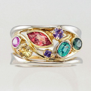 Anello da Donna F430 con Gemma, Motivo Vegetale, Zirconia Cubica Taglio Marquise, Montatura a Griffe, Creazione in Laboratorio, Regalo, Anelli alla Moda - Product Image 3