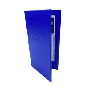 Porte-menu LED en cuir bleu, prix usine, 2 pages, éclairage LED, personnalisable, pour bar et club - Product Image 4