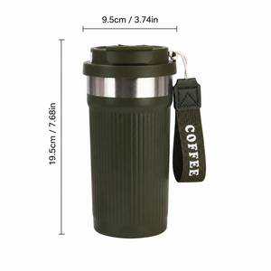 Gobelet isotherme personnalisé de 16 oz en acier inoxydable 304 avec revêtement intérieur en céramique, double paroi, avec poignée et couvercle, pour les voyages en voiture - Product Image 2