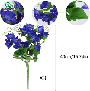 Flor de plástico Artificial Morning Glory, <span class=keywords><strong>petunias</strong></span> artificiales de Interior para cajas de flores, maceta colgante para tumbas, ventana, jardín, porche - Product Image 2