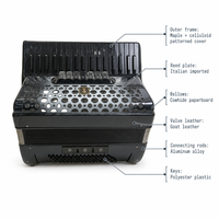 Accordéon Piano Instrument de Musique Professionnel Authentique Officiel 41 Touches 120 Basses Adulte Portable en Bois avec Plaque de Couverture Métallique Sculptée