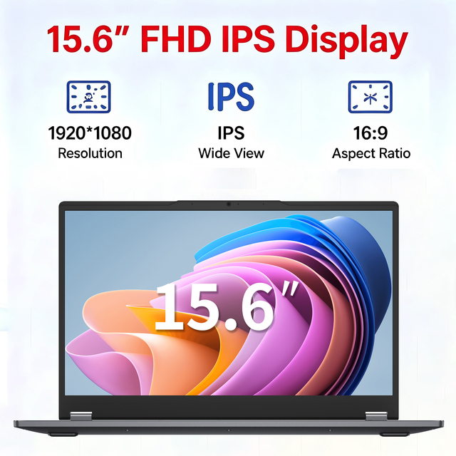 Brand New 15.6" Laptop Intel Dual Core SSD IPS Display Full HD English Keyboard Windows 11 Home Plastic Body Touchscreen 1-Year