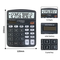 Calculatrice de bureau CT-837, 12 chiffres, plastique, solaire, batterie, écran LED lumineux, grand affichage, calendrier, usage professionnel, logo personnalisé, fonction effacement