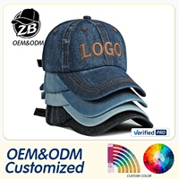 Casquette en jean vintage personnalisée avec logo, patch en toile, casquette de baseball structurée en denim pour hommes et femmes
